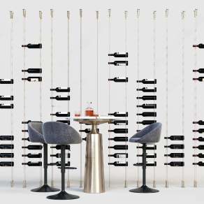 现代钢绳吊拉酒架3D模型下载